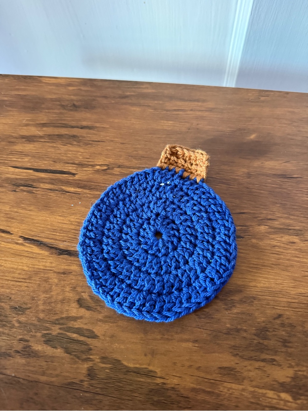 Handmade Blue Crochet Trivet - Christmas ornament